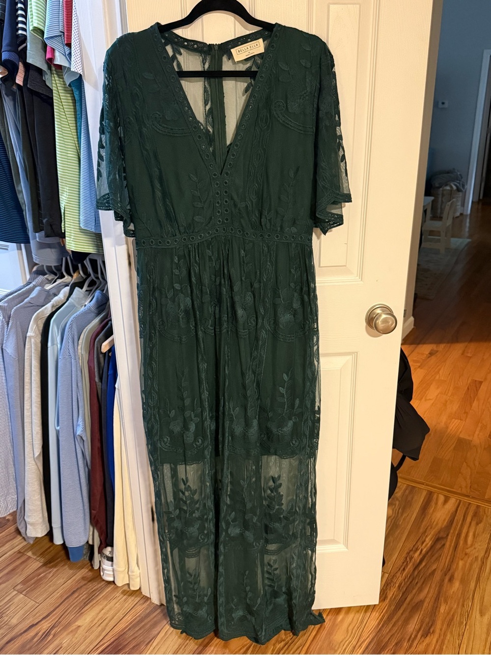 Women's Dark Green Lace Maxi Dress by Unknown Brand